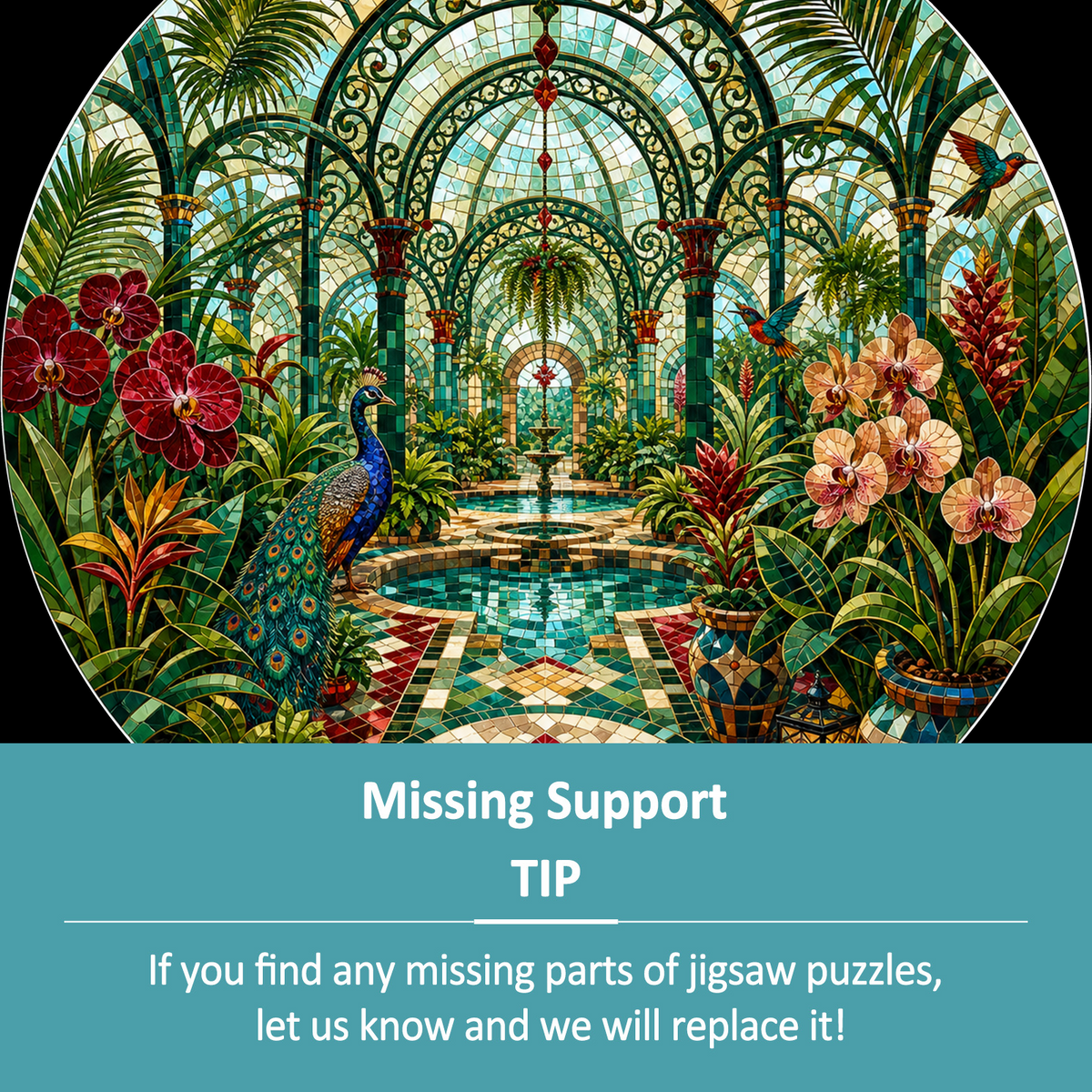 Emerald Botanical Greenhouse Maze Round Puzzle - puzzle product view