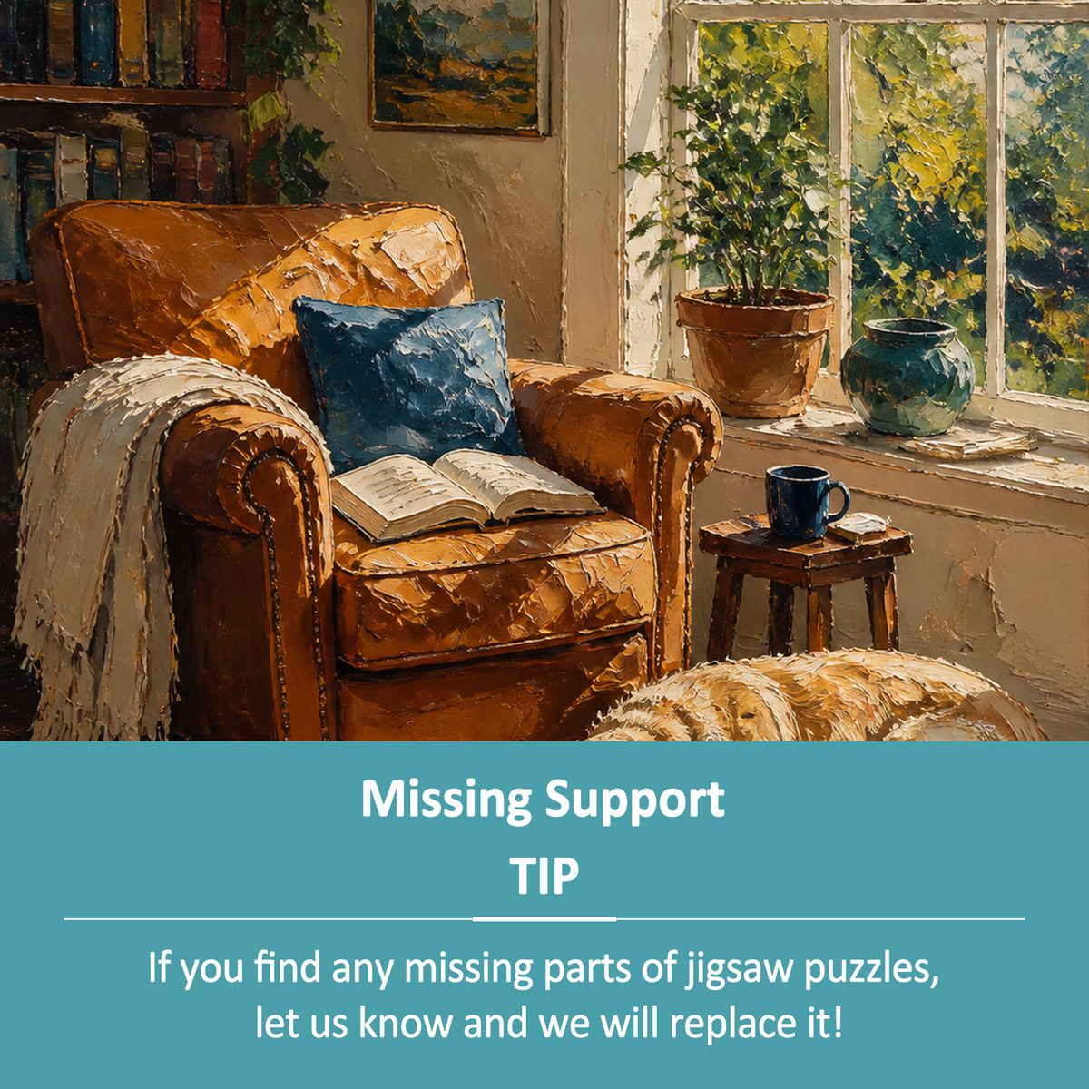Sunlit Reading Nook Portrait Puzzle - puzzle product view