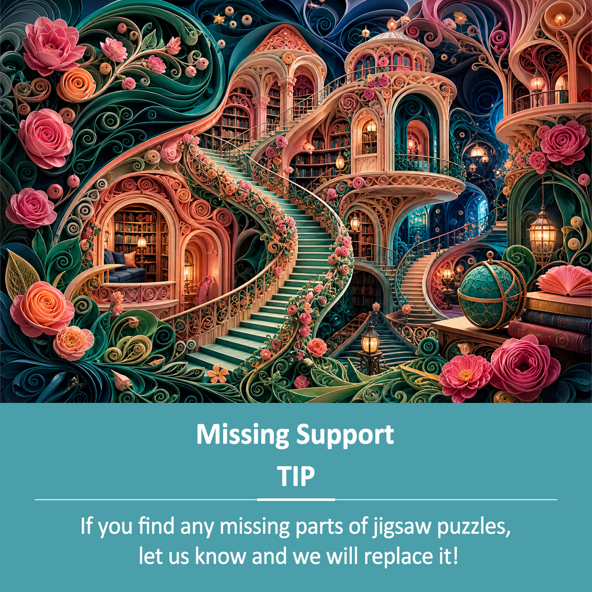 Wildflower Impossible Library Stair Landscape Puzzle - puzzle product view