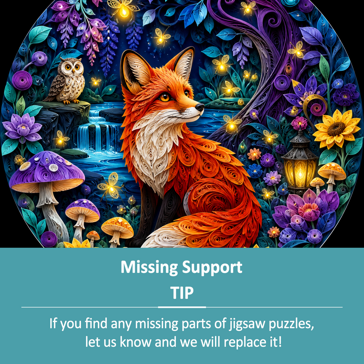 Velvet Fox and Firefly Grove Round Puzzle - puzzle product view