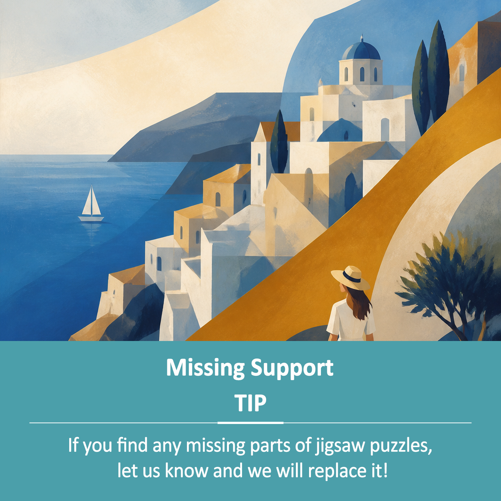 Sunlit Painted Seaside Town Portrait Puzzle - puzzle product view