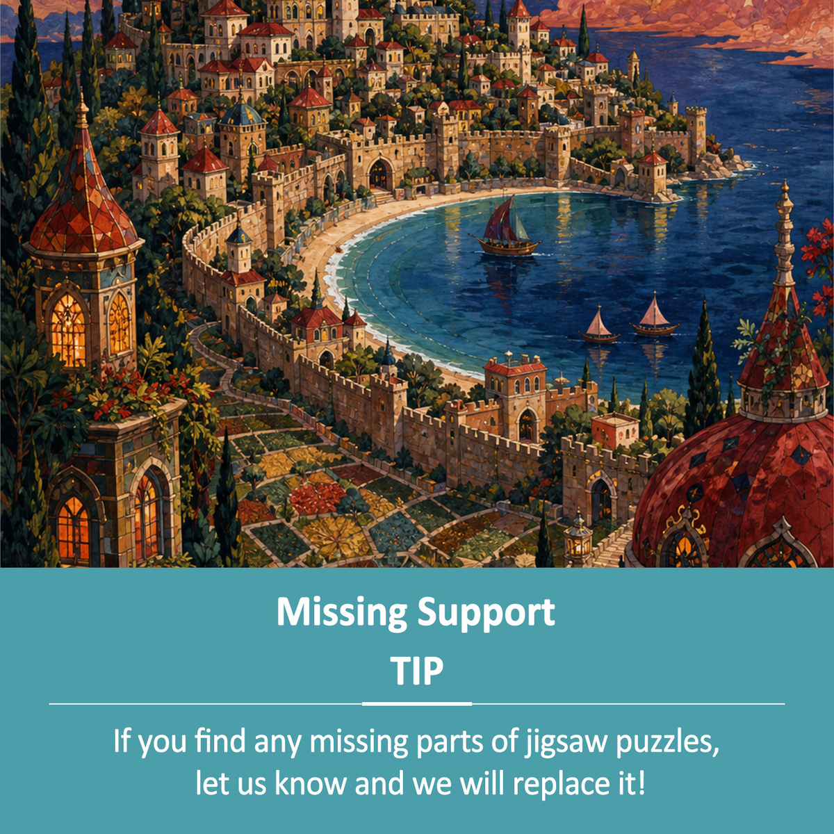 Secret Crescent Castle City Portrait Puzzle - puzzle product view