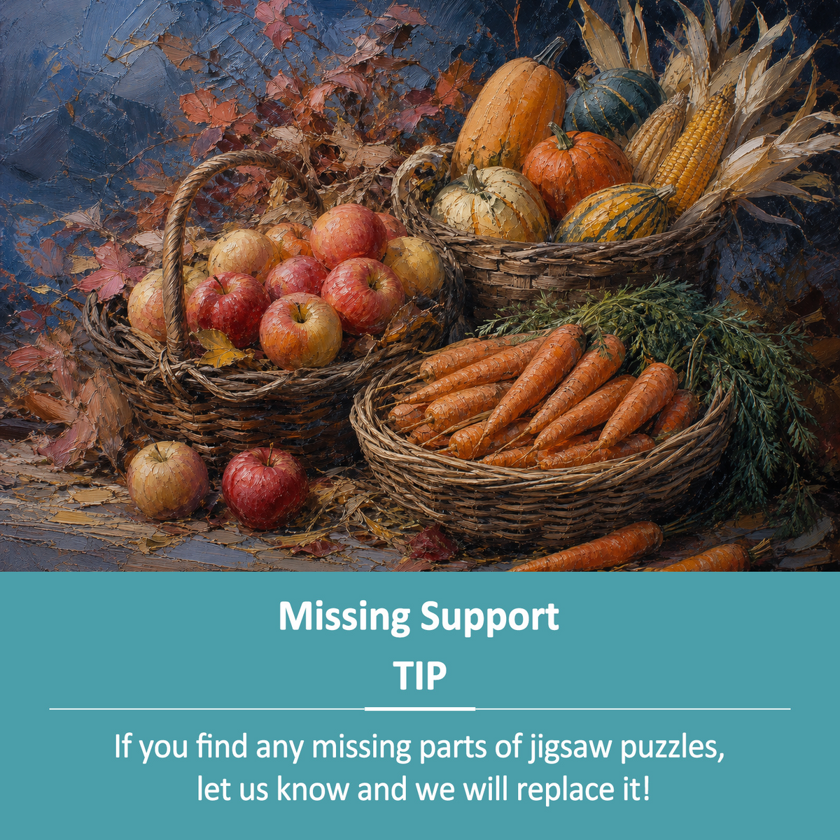 Quiet Farmers Market Baskets Oil Impasto Landscape Puzzle - puzzle product view