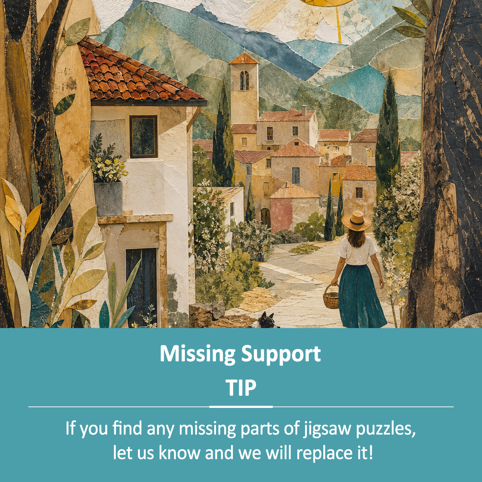 Sunlit Folk-Art Village Portrait Puzzle - puzzle product view