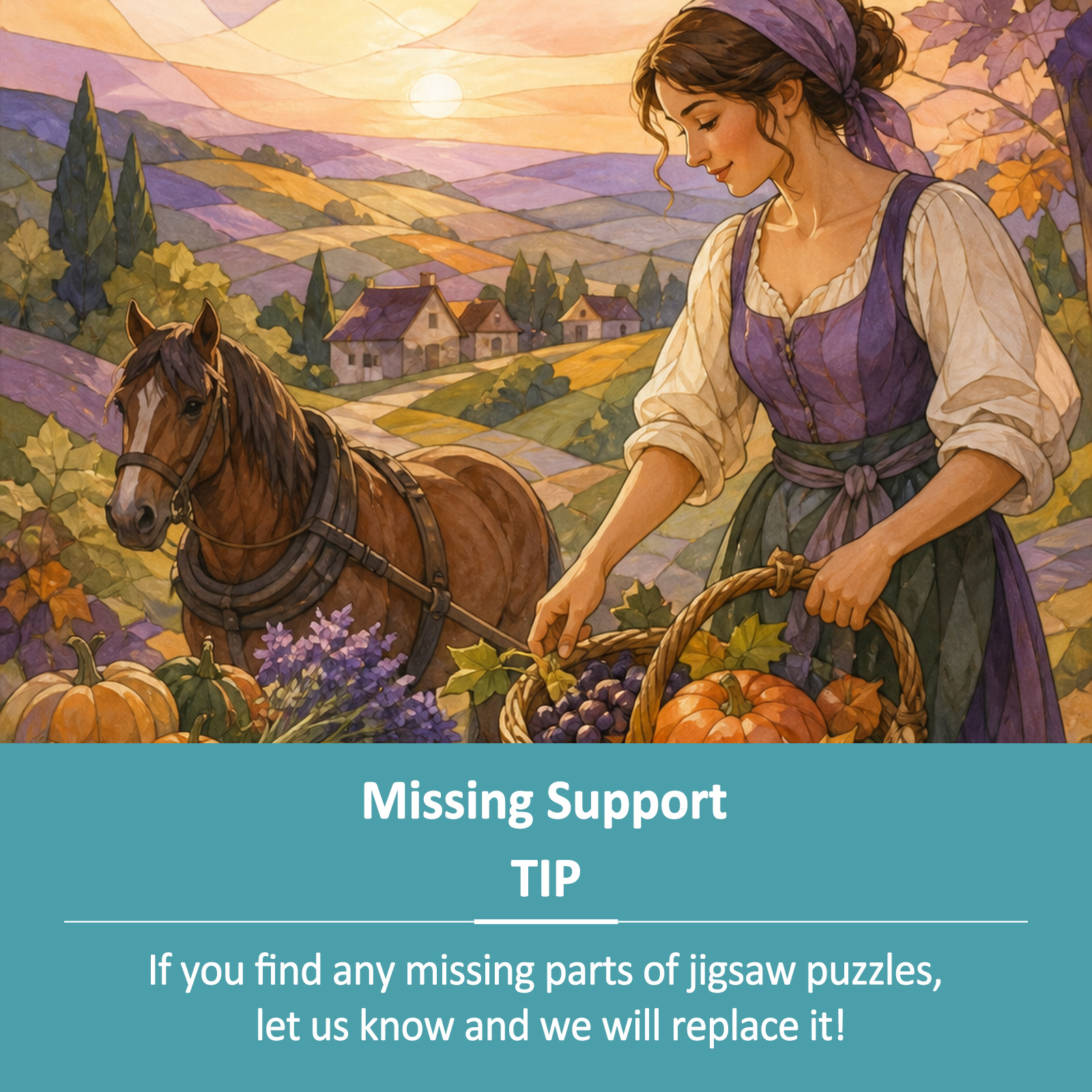Quiet Harvest Festival Stained Glass Portrait Puzzle - puzzle product view