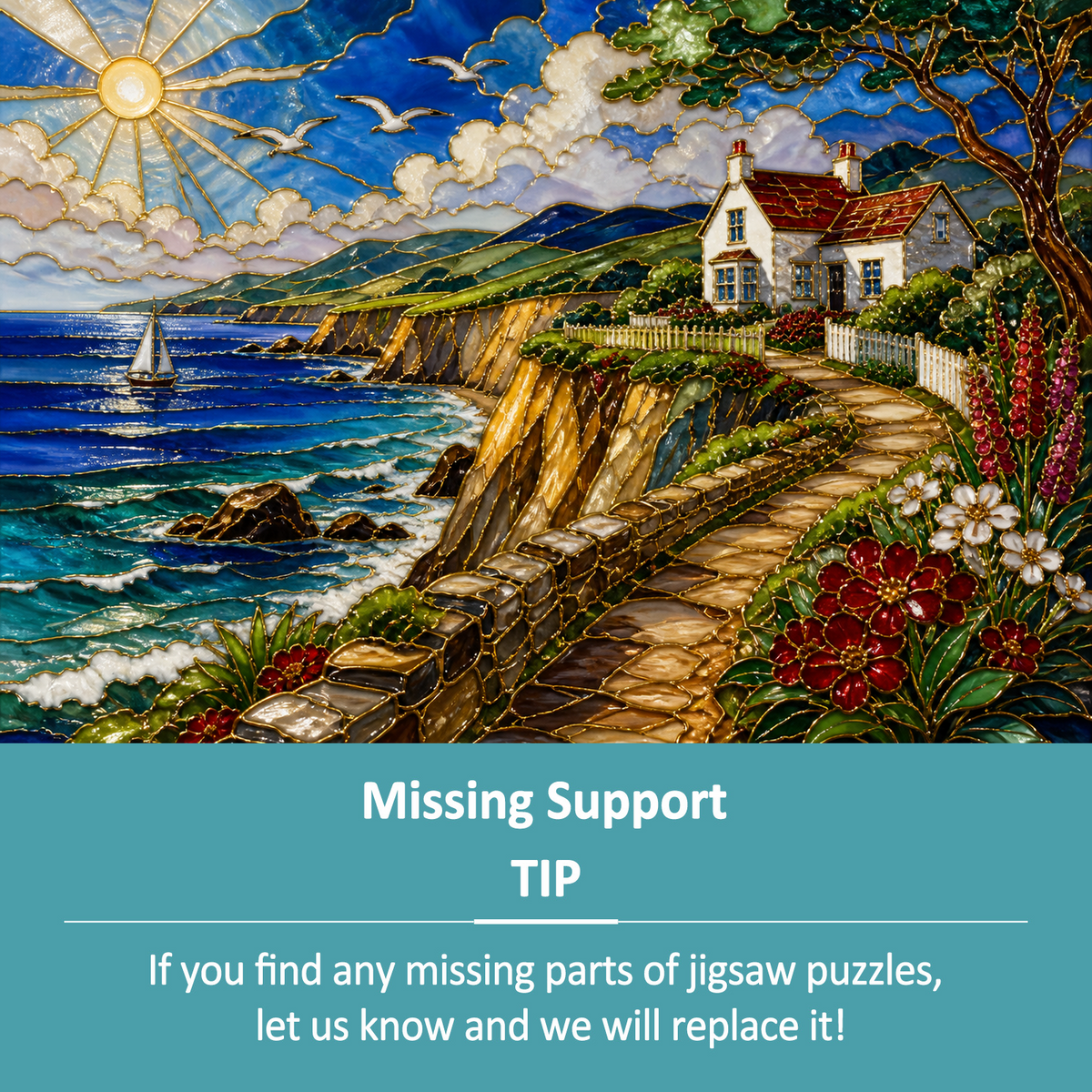 Sunlit Coastal Cliffs Landscape Puzzle - puzzle product view