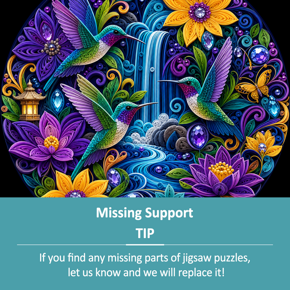 Radiant Hummingbird Jewel Garden Round Puzzle - puzzle product view