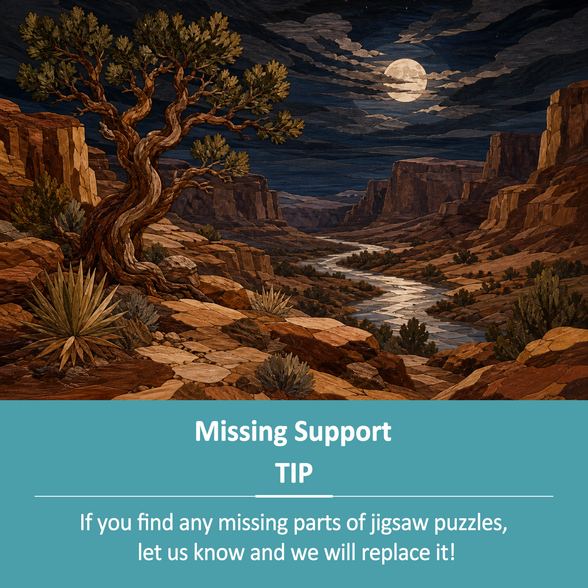 Moonlit Desert Canyon Landscape Puzzle - puzzle product view