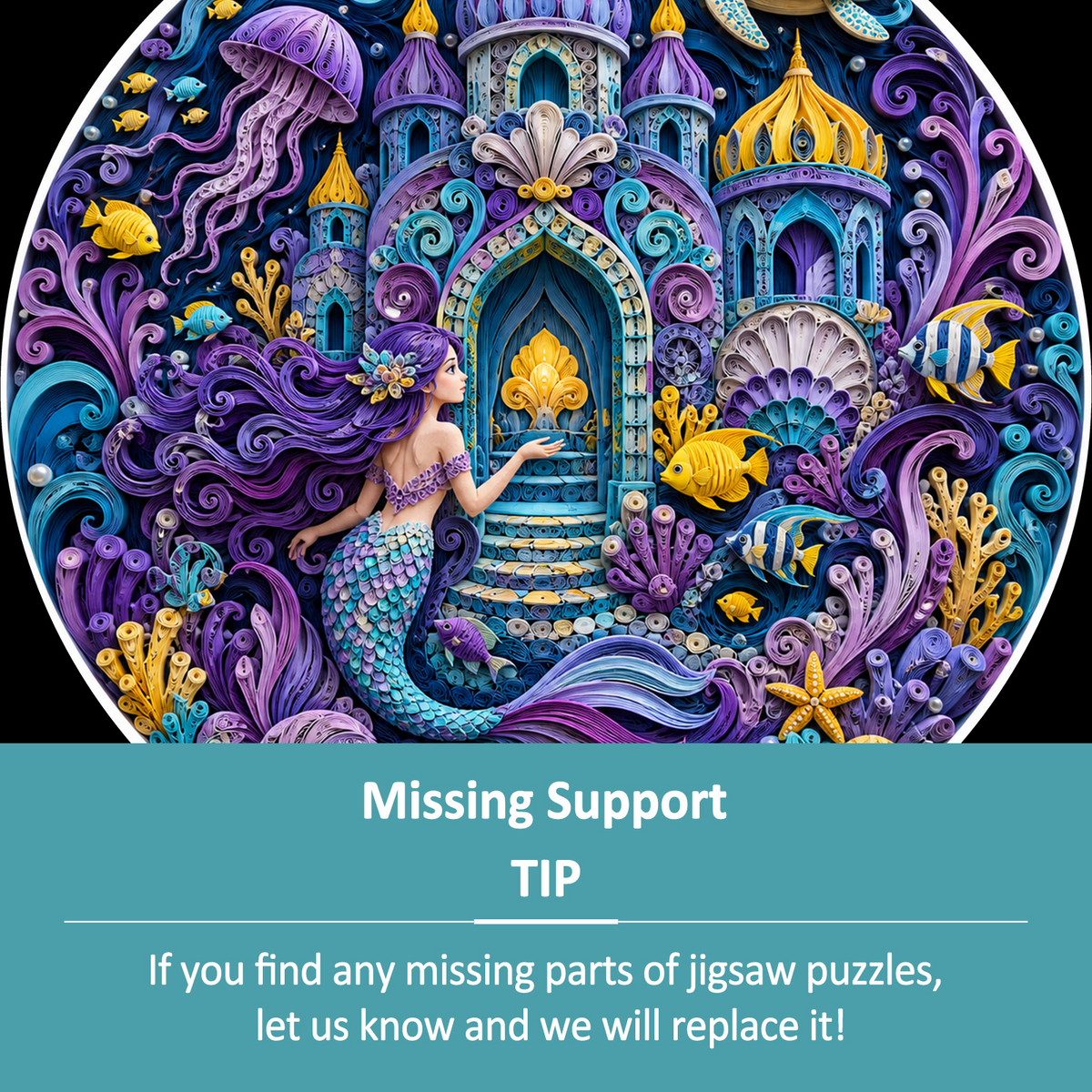 Whispering Mermaid Coral Palace Round Puzzle - puzzle product view