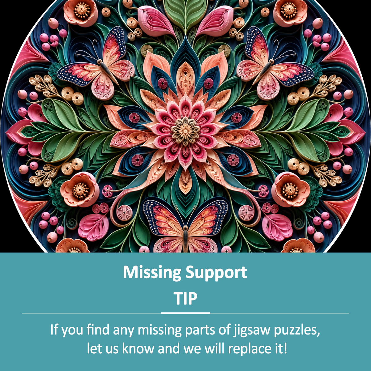 Wildflower Botanical Kaleidoscope Round Puzzle - puzzle product view