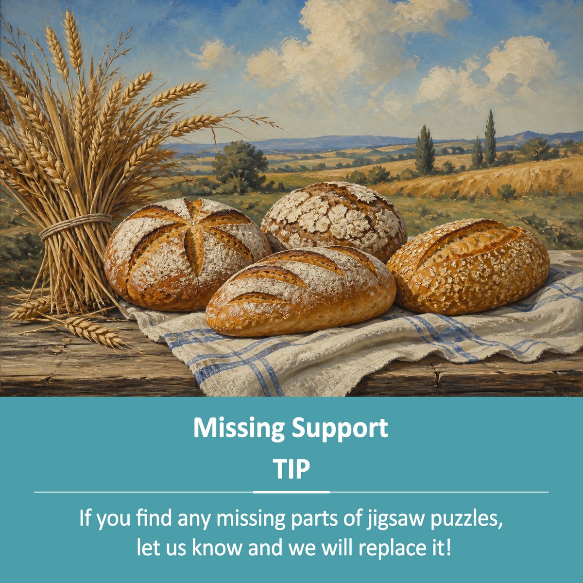 Luminous Artisan Bread Table Folk Art Landscape Puzzle - puzzle product view