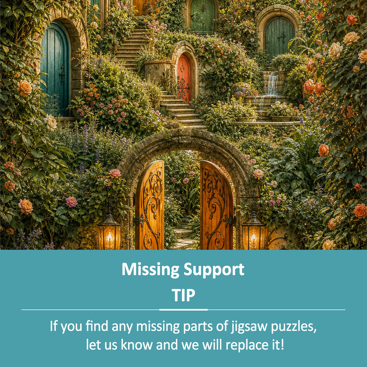 Amber Secret Garden Doors Portrait Puzzle - puzzle product view