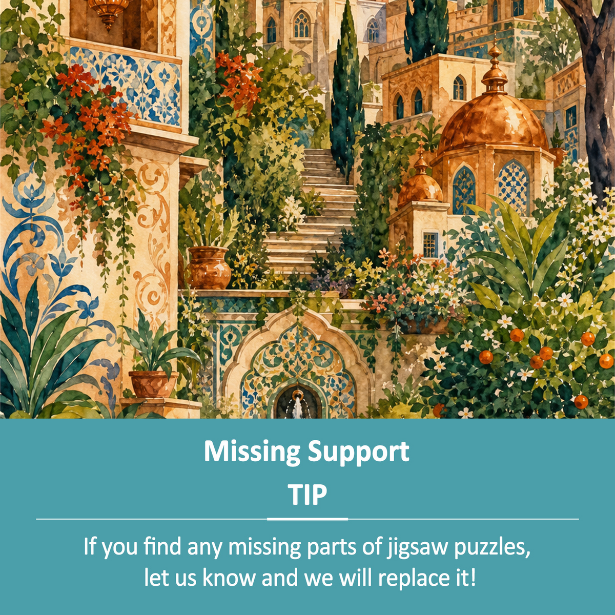 Hidden Watercolor City Garden Portrait Puzzle - puzzle product view