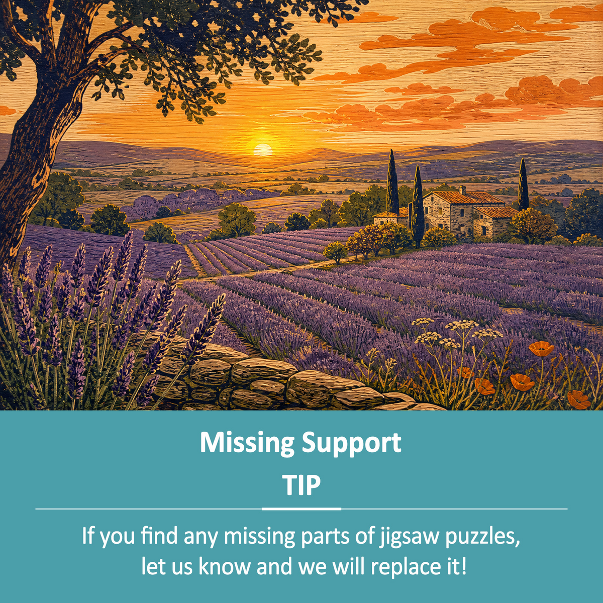 Golden-Hour Lavender Hills Landscape Puzzle - puzzle product view