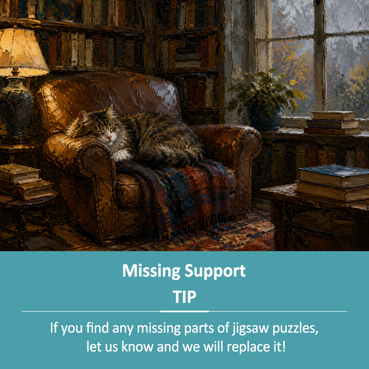 Rain-Washed Library Cat Landscape Puzzle - puzzle product view