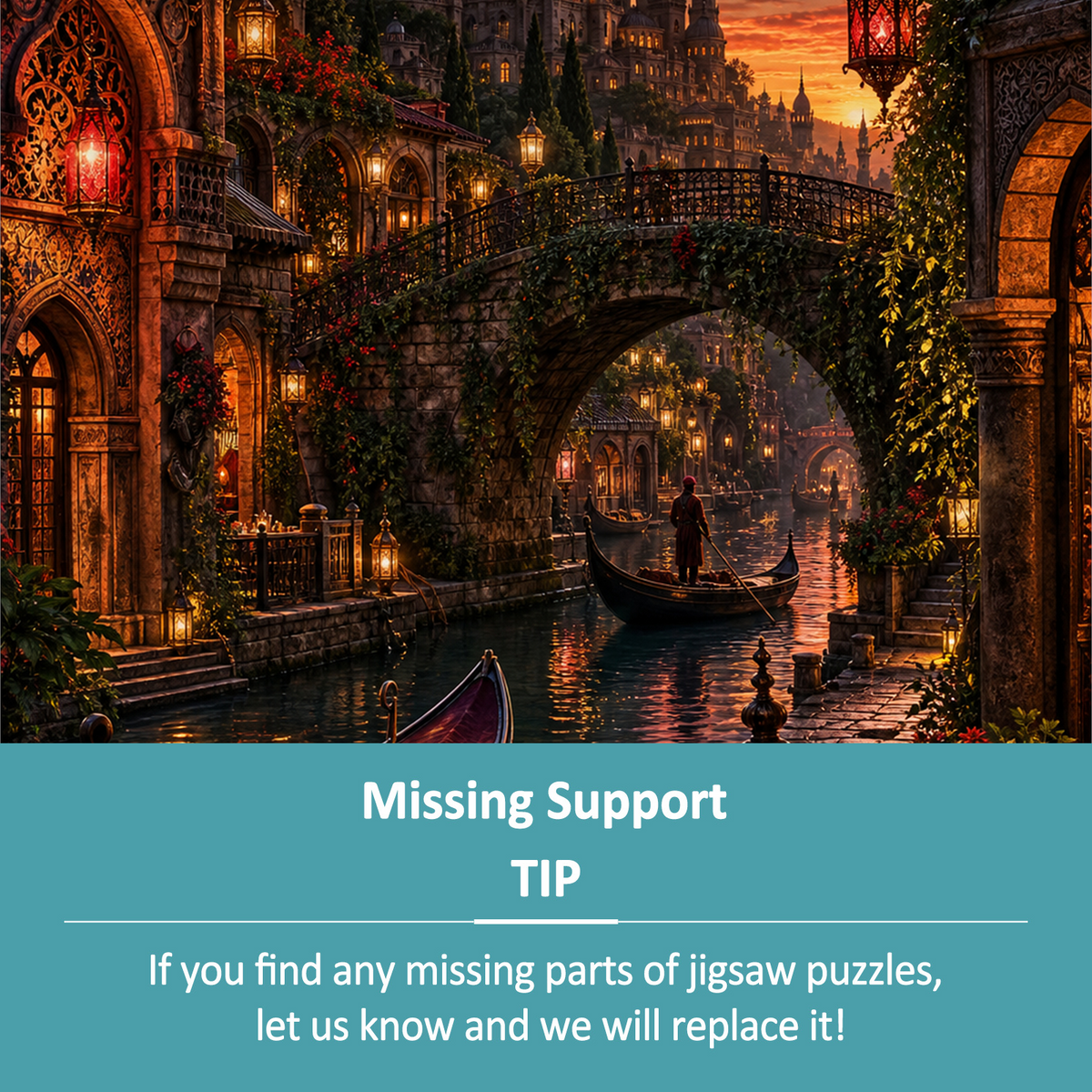 Aurora Canal Lantern Quarter Portrait Puzzle - puzzle product view