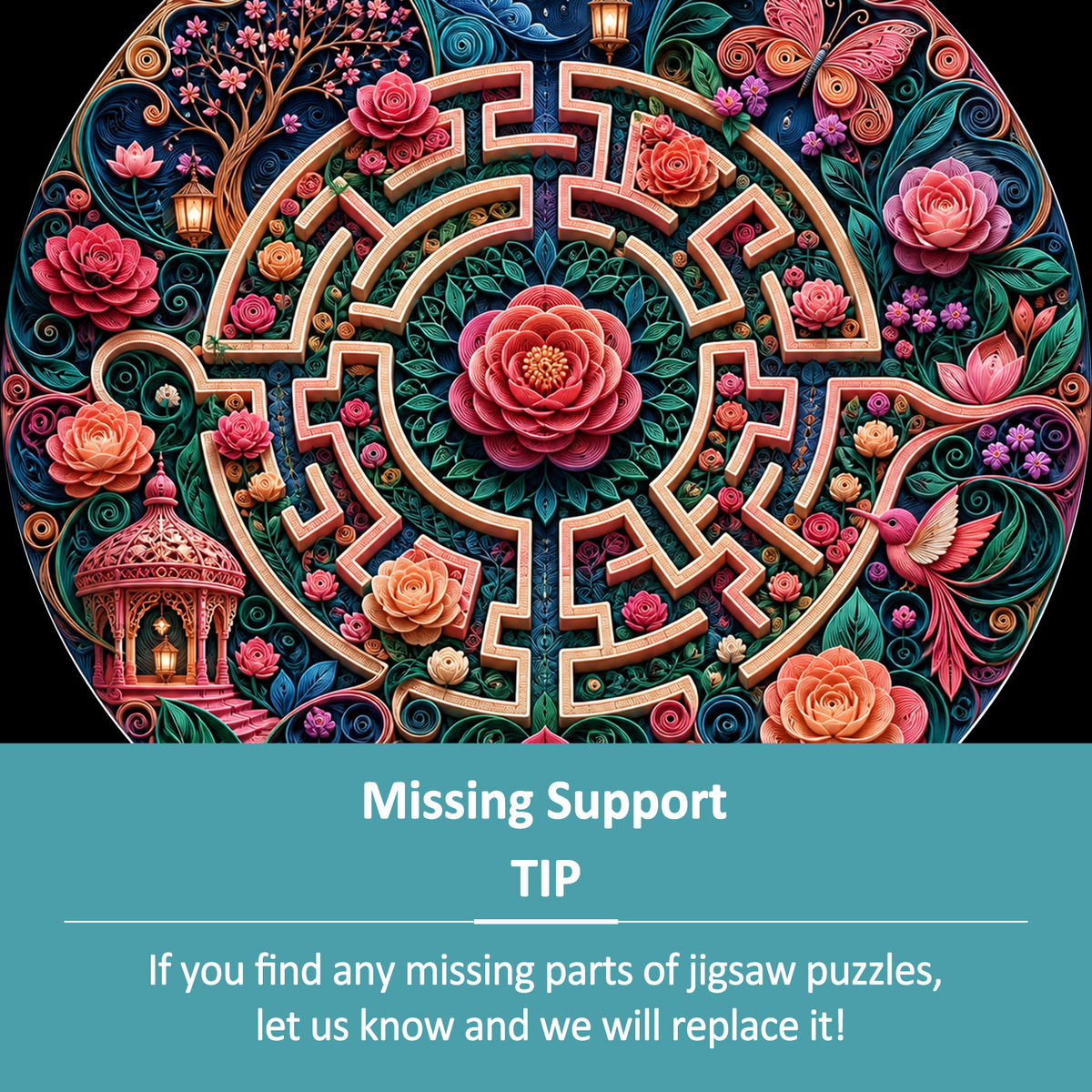 Twilight Floral Labyrinth Round Puzzle - puzzle product view