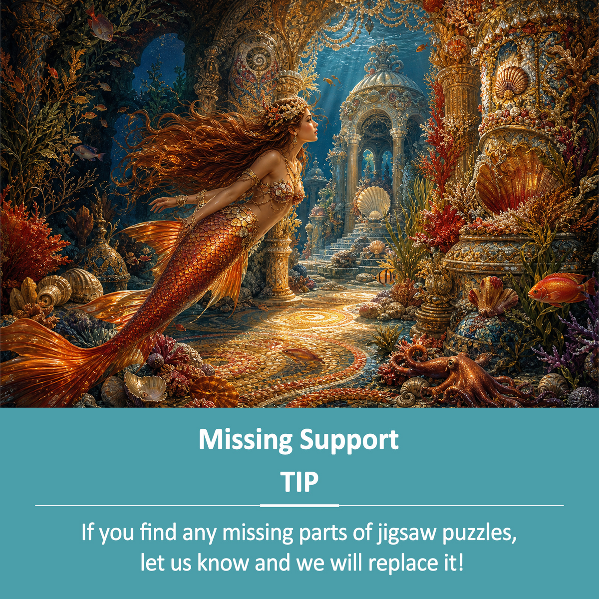 Amber Mermaid Coral Palace Landscape Puzzle - puzzle product view