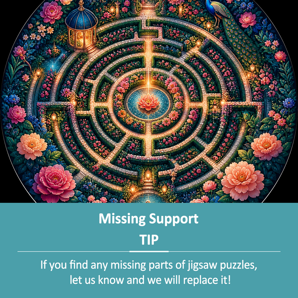 Velvet Floral Labyrinth Round Puzzle - puzzle product view