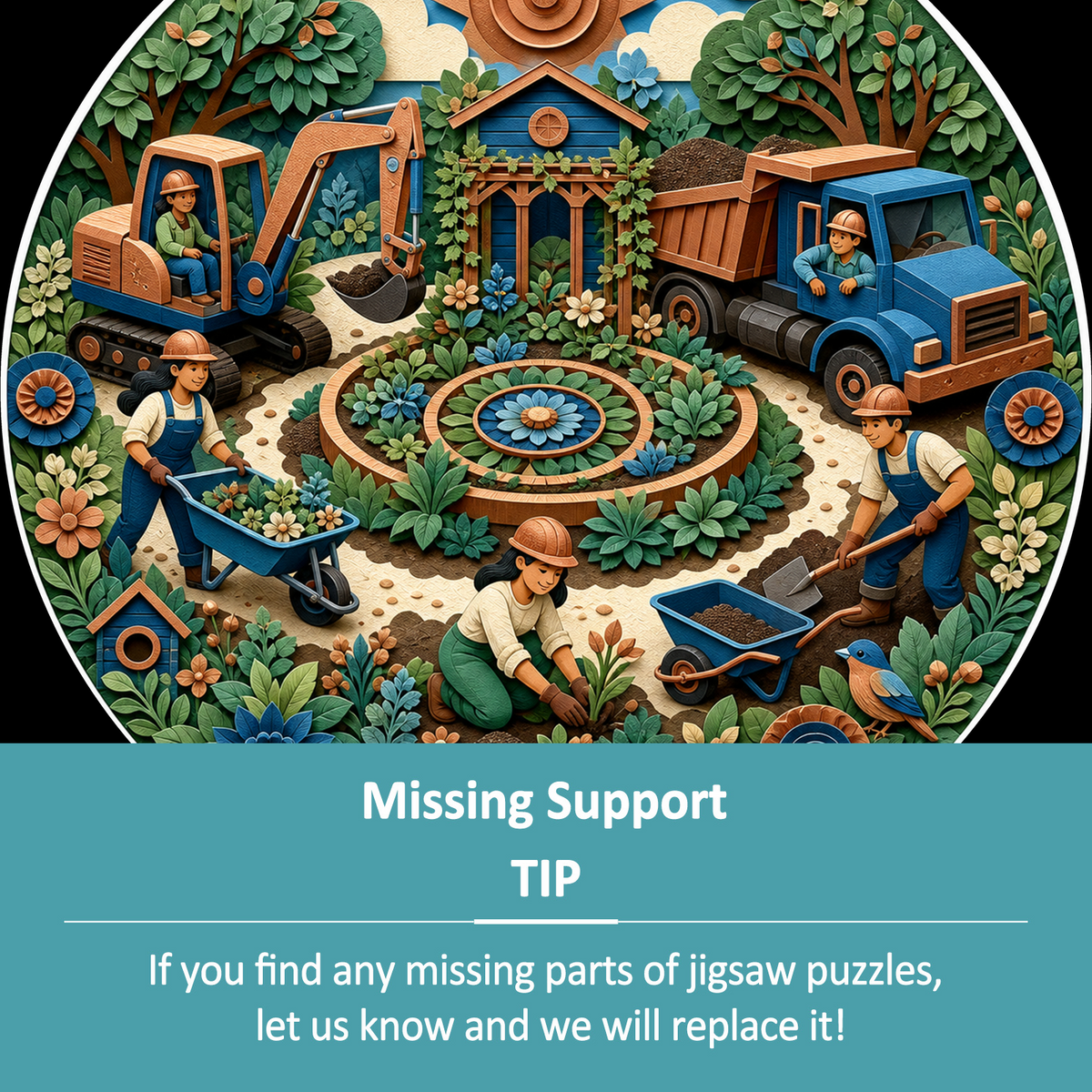 Sapphire Construction Site Story Round Puzzle - puzzle product view