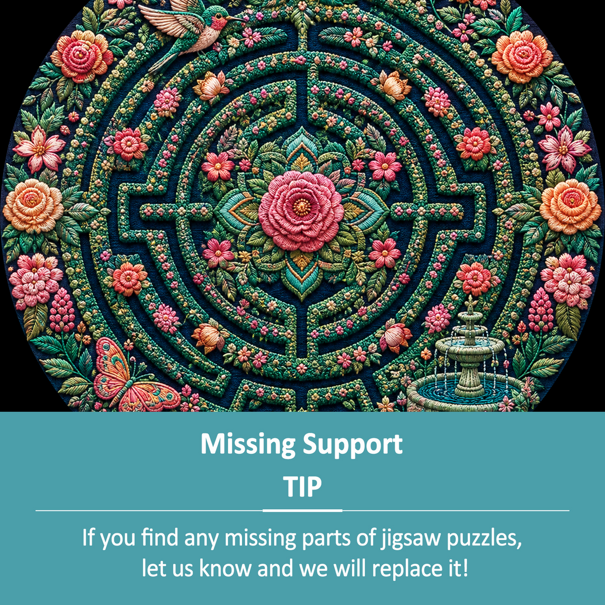 Emerald Floral Labyrinth Round Puzzle - puzzle product view
