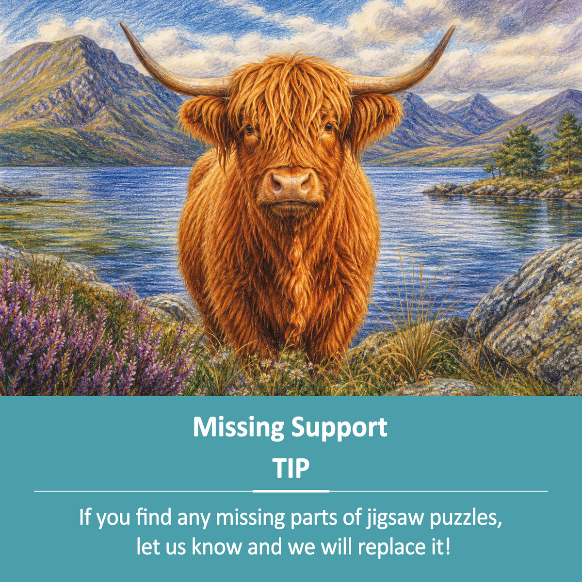 Vibrant Highland Cattle Landscape Puzzle - puzzle product view
