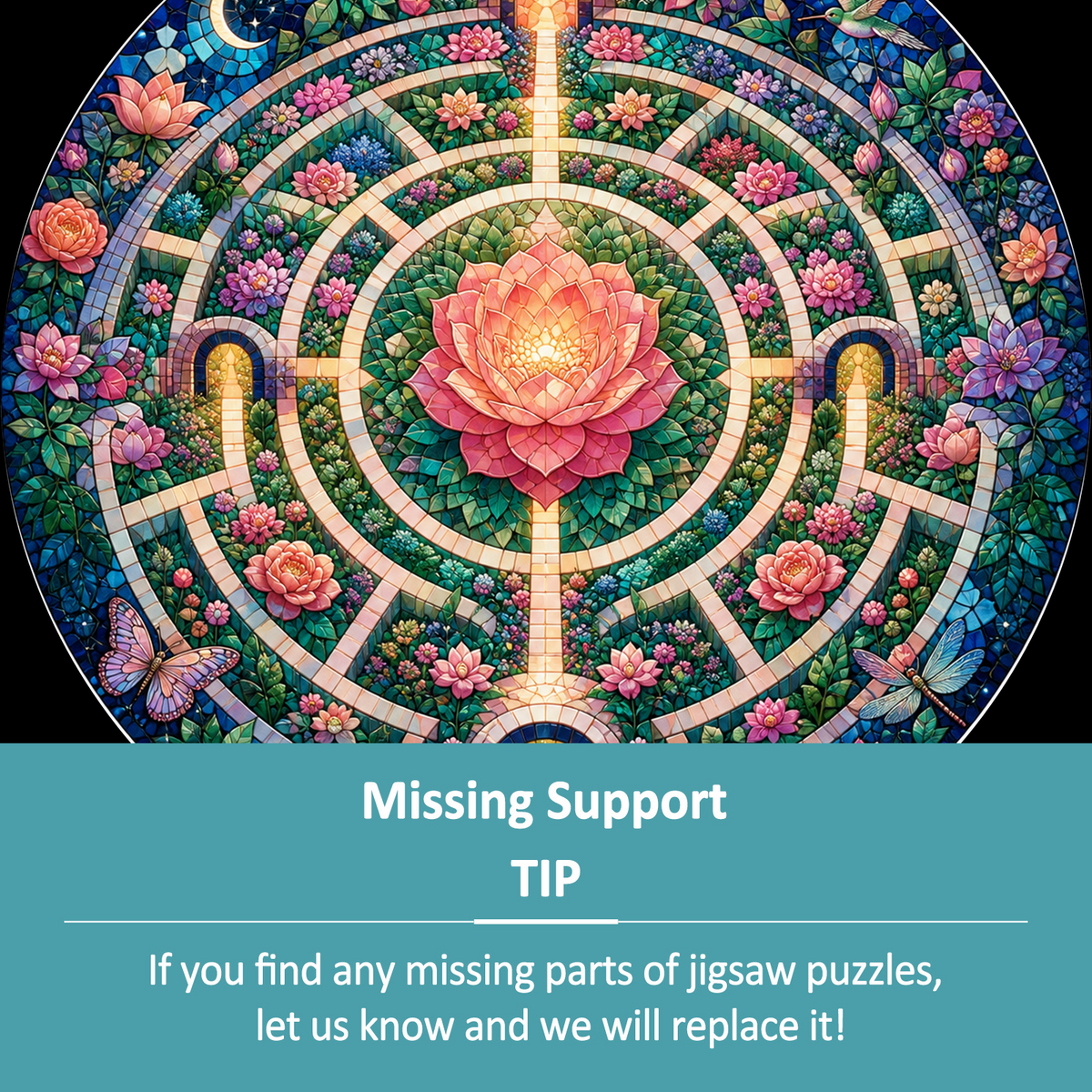 Radiant Floral Labyrinth Round Puzzle - puzzle product view
