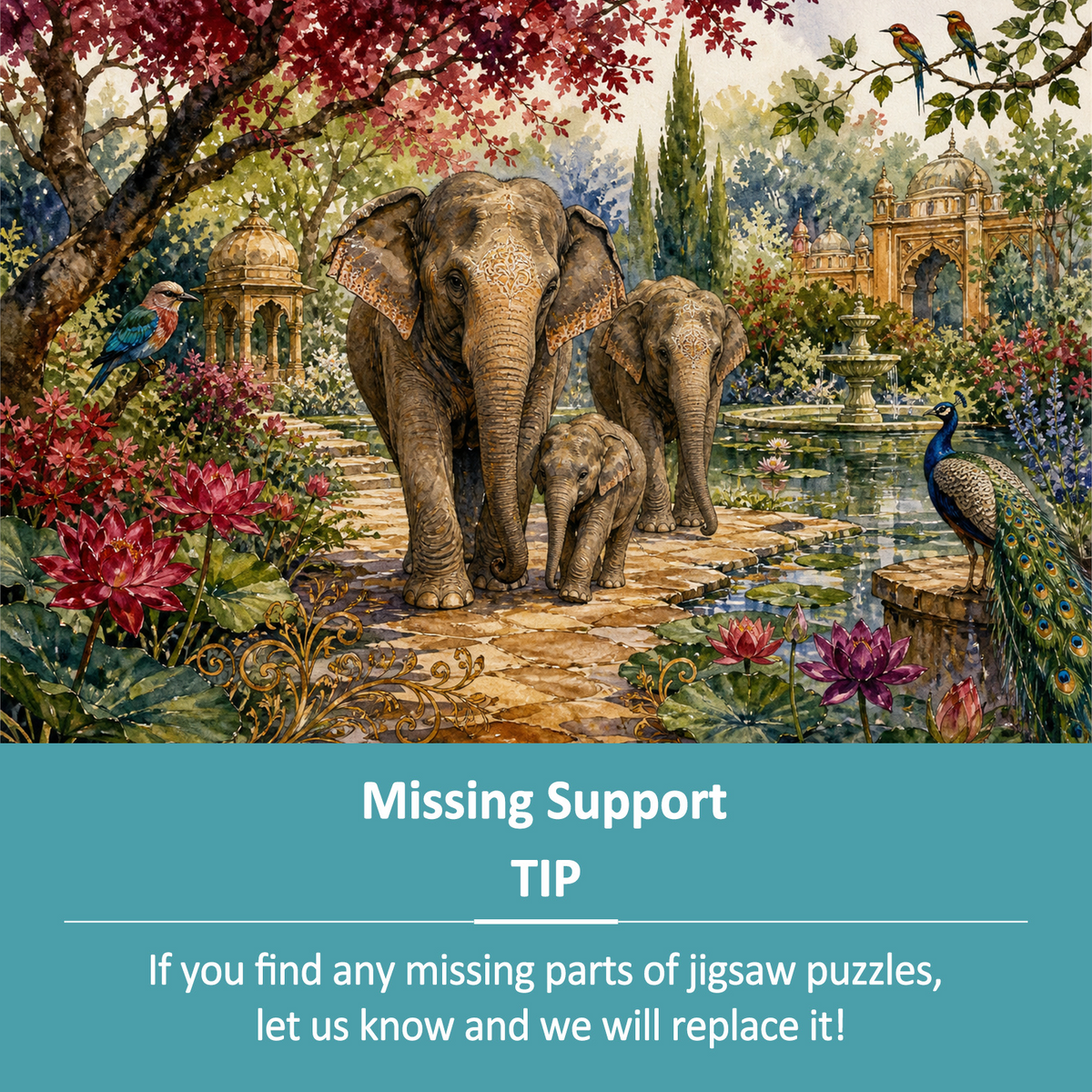 Hidden Elephant Garden Family Landscape Puzzle - puzzle product view