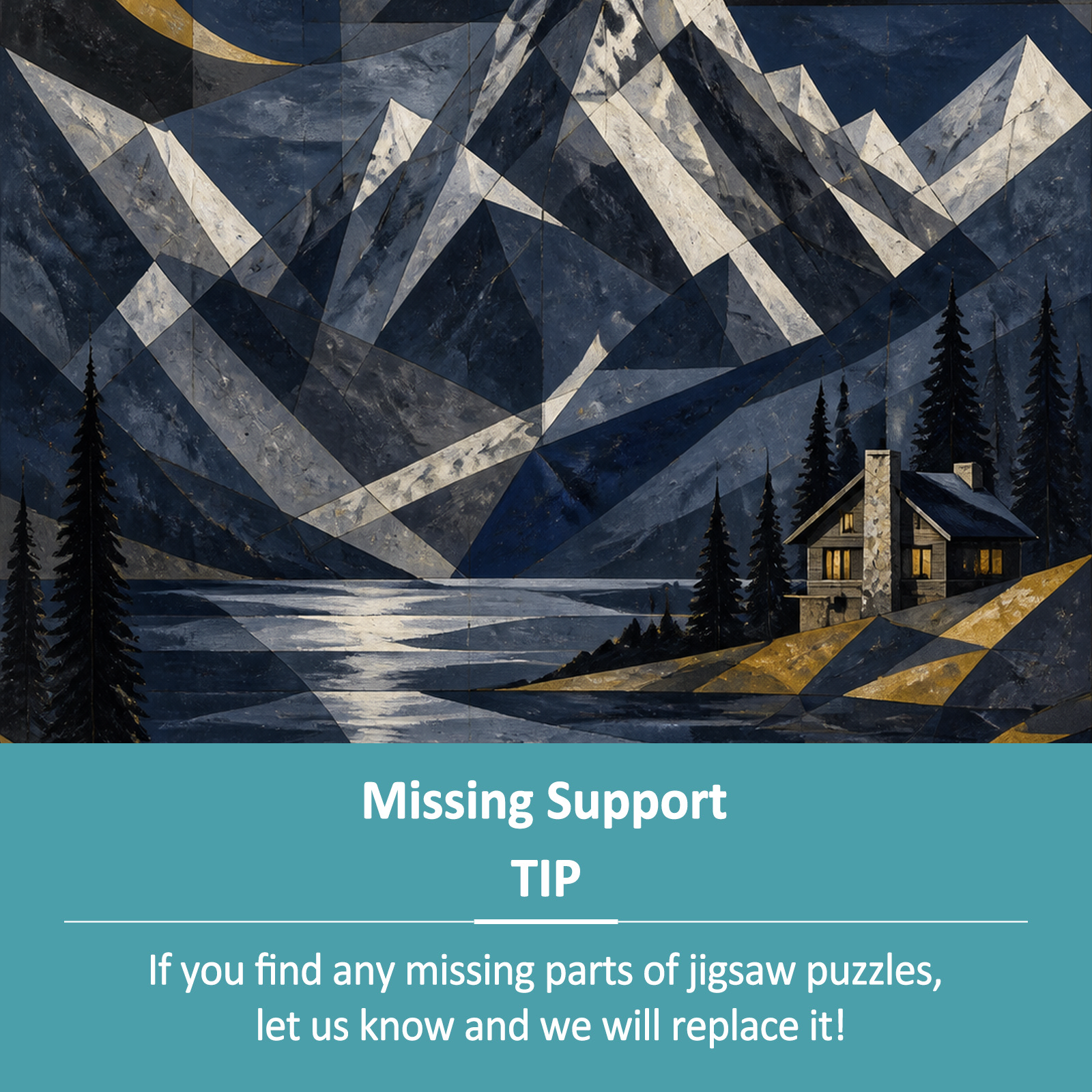 Moonlit Charcoal Alpine Range Portrait Puzzle - puzzle product view