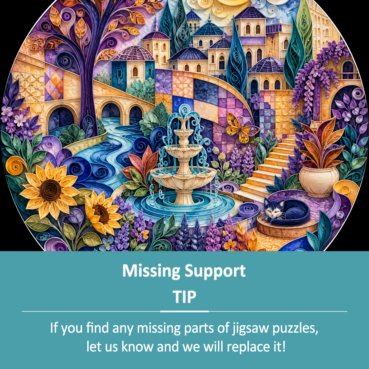 Copperleaf Watercolor City Garden Round Puzzle - puzzle product view