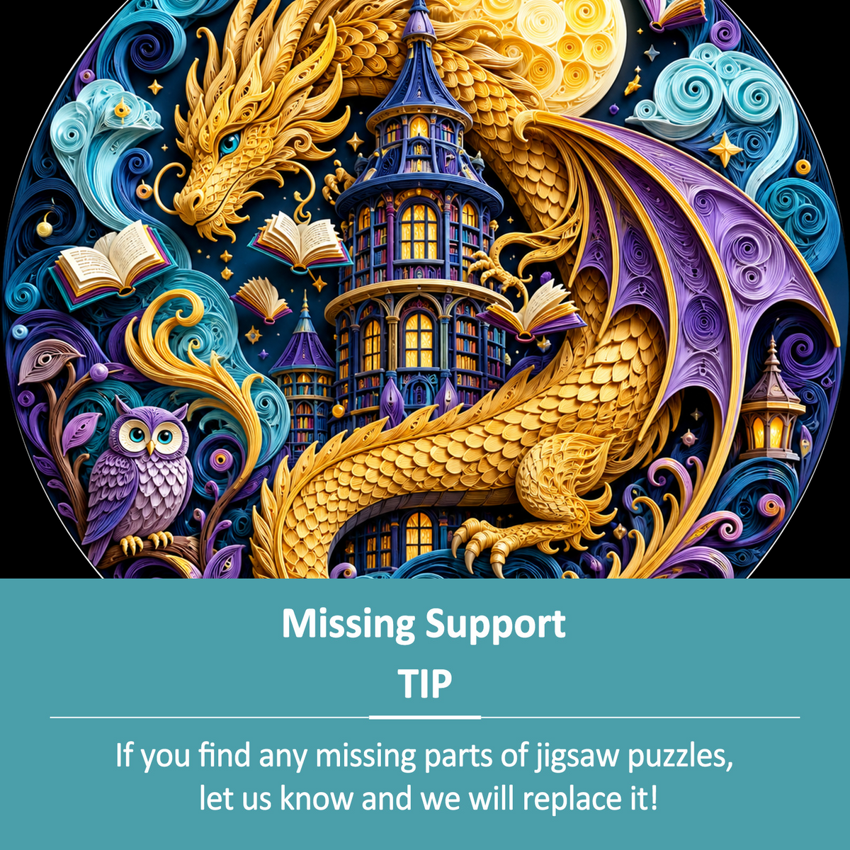 Golden Dragon Library Moon Round Puzzle - puzzle product view