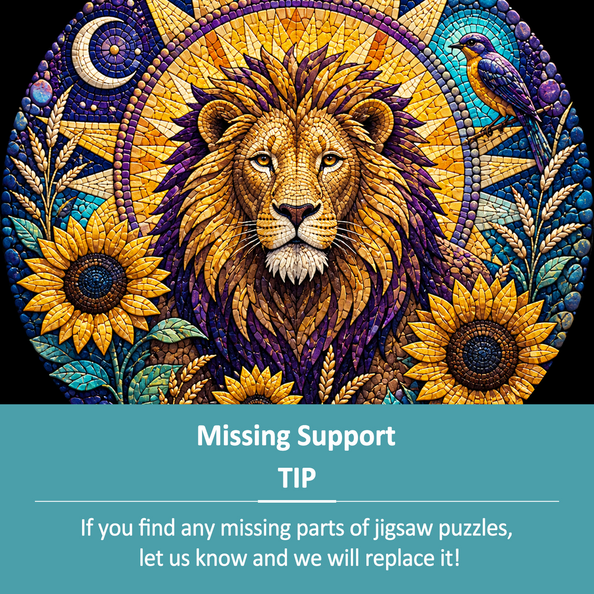 Twilight Lion Sun Garden Round Puzzle - puzzle product view