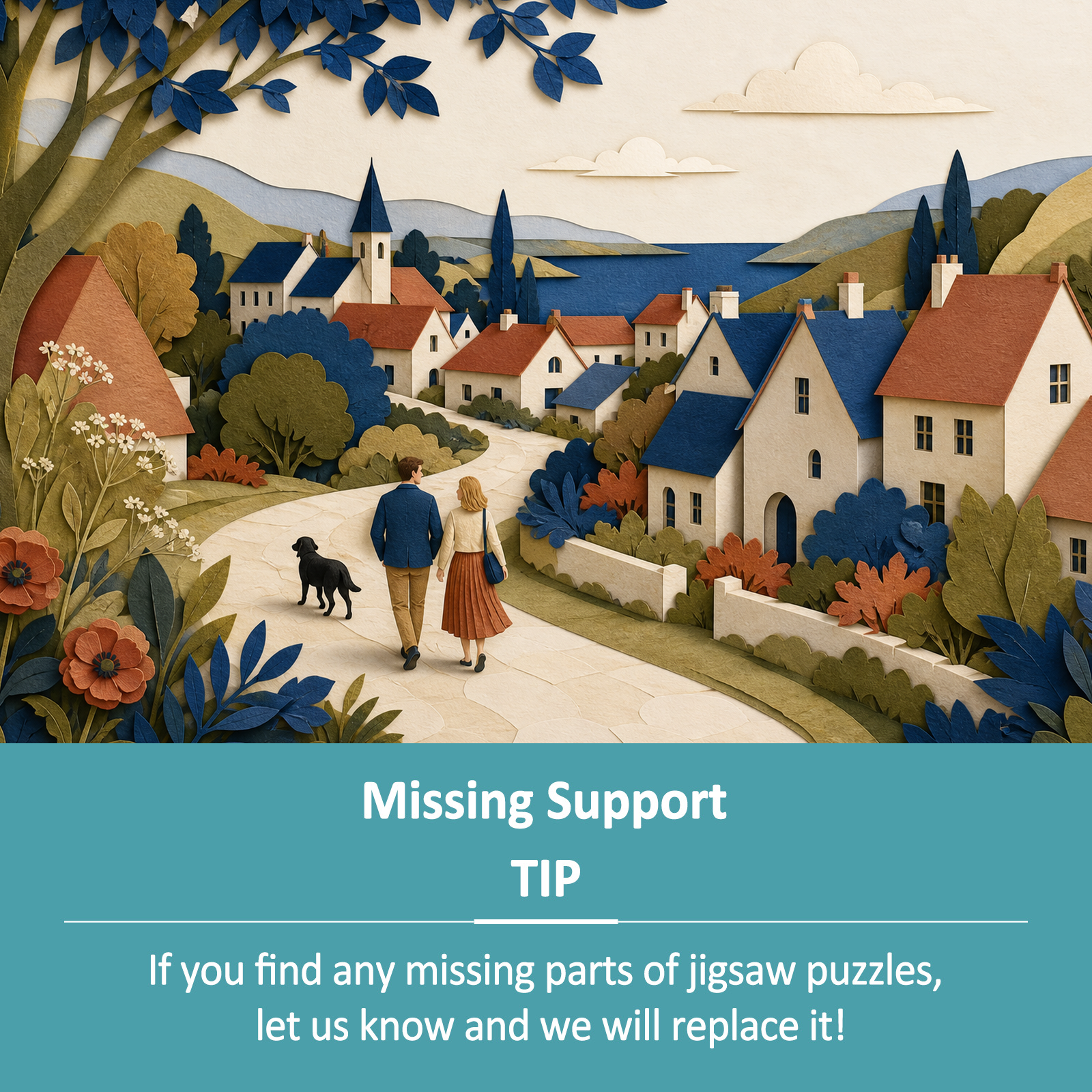 Story Rich Whimsical Neighborhood Paper Cut Collage Landscape Puzzle - puzzle product view