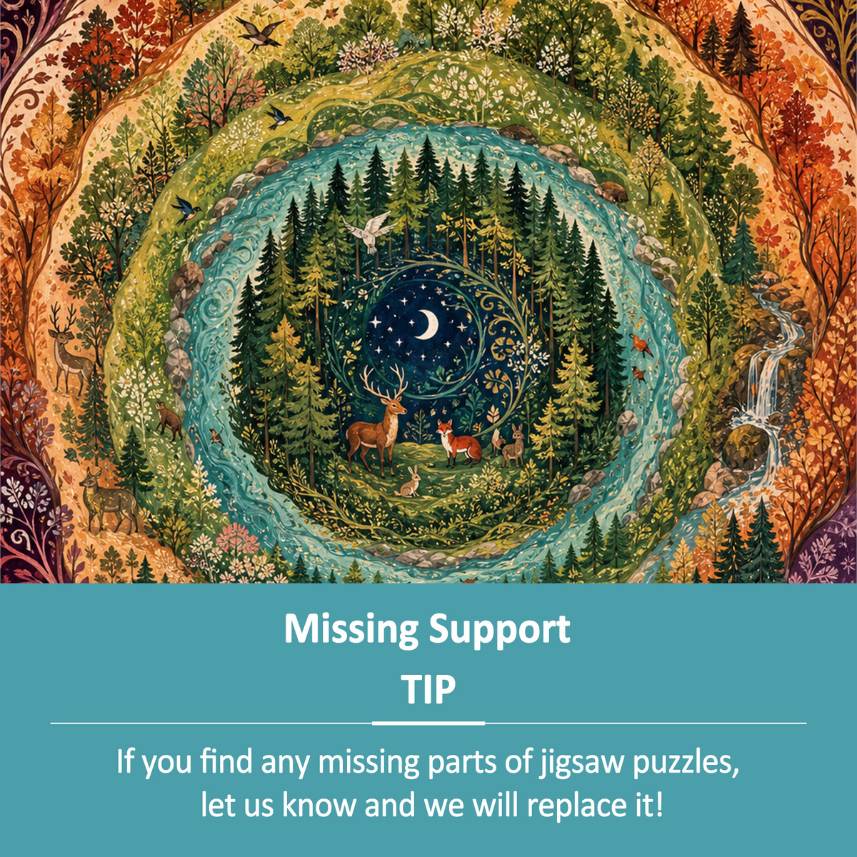 Starlit Forest Ring Pattern Portrait Puzzle - puzzle product view
