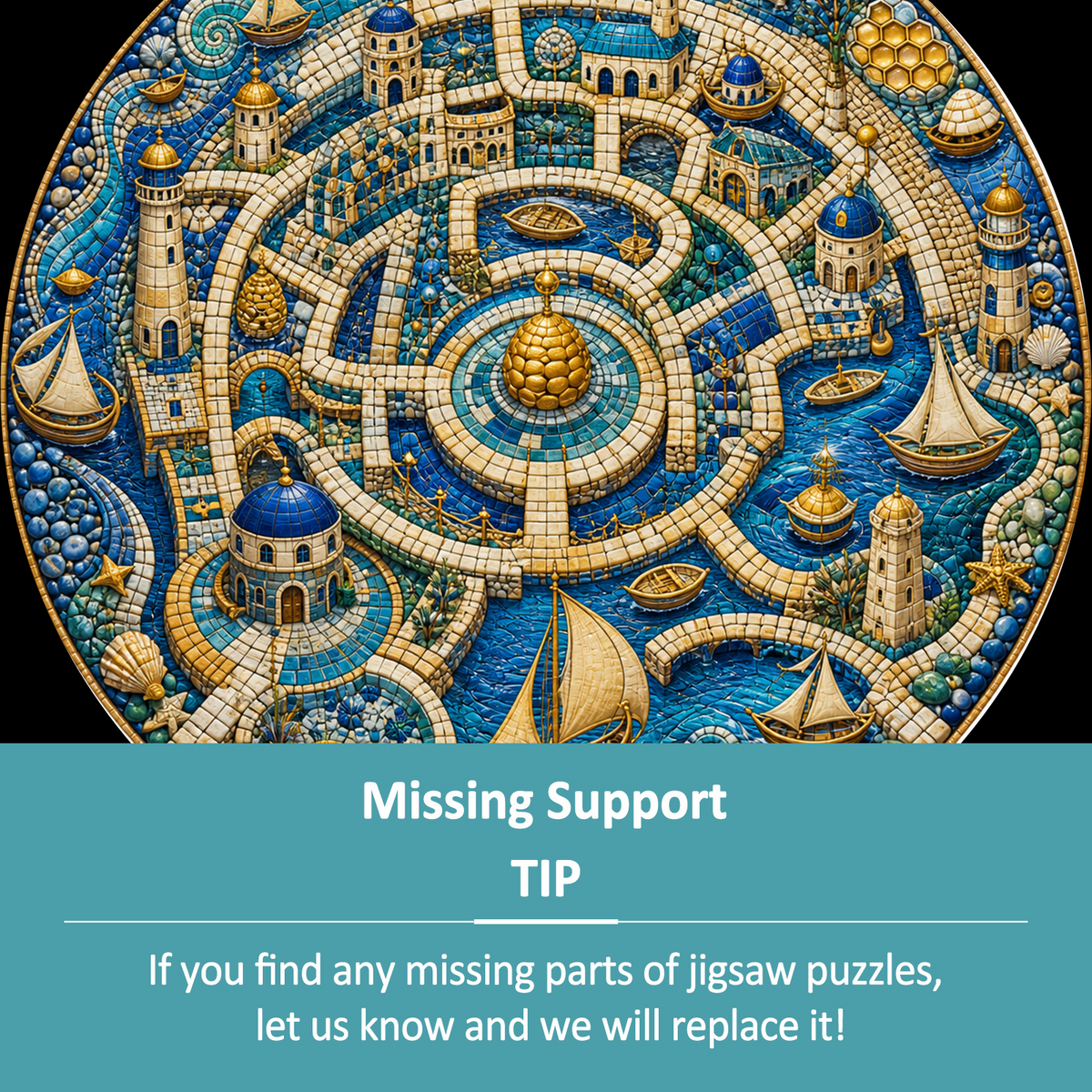 Honeyed Labyrinth Harbor Round Puzzle - puzzle product view