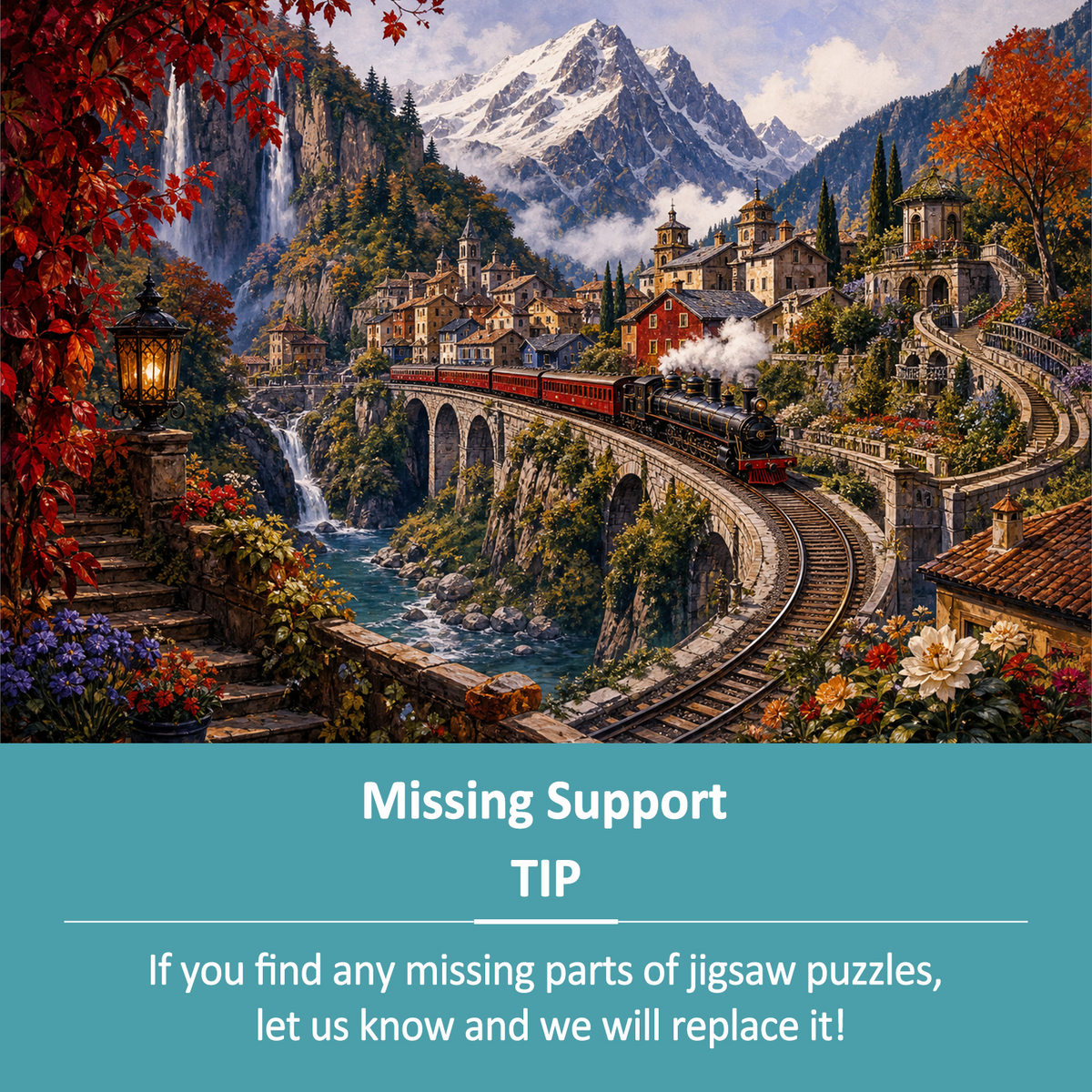 Hidden Mountain Railway Town Landscape Puzzle - puzzle product view