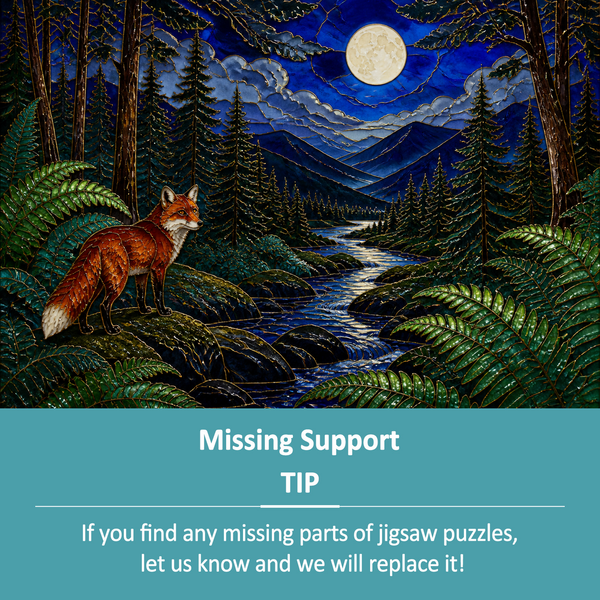 Moonlit Fern Forest Landscape Puzzle - puzzle product view