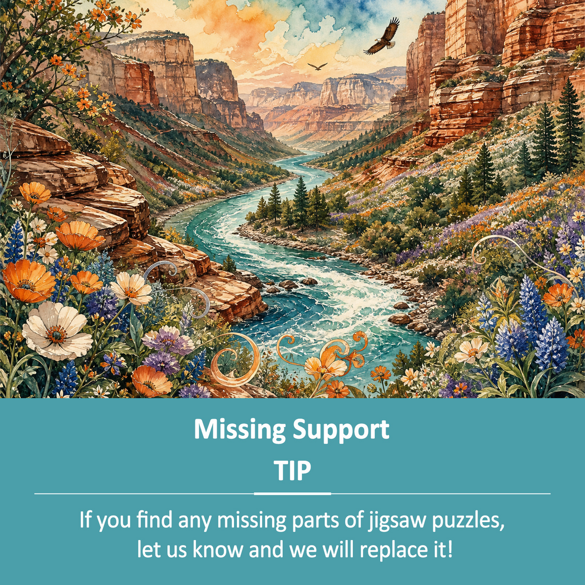 Aurora Wildflower Canyon River Landscape Puzzle - puzzle product view