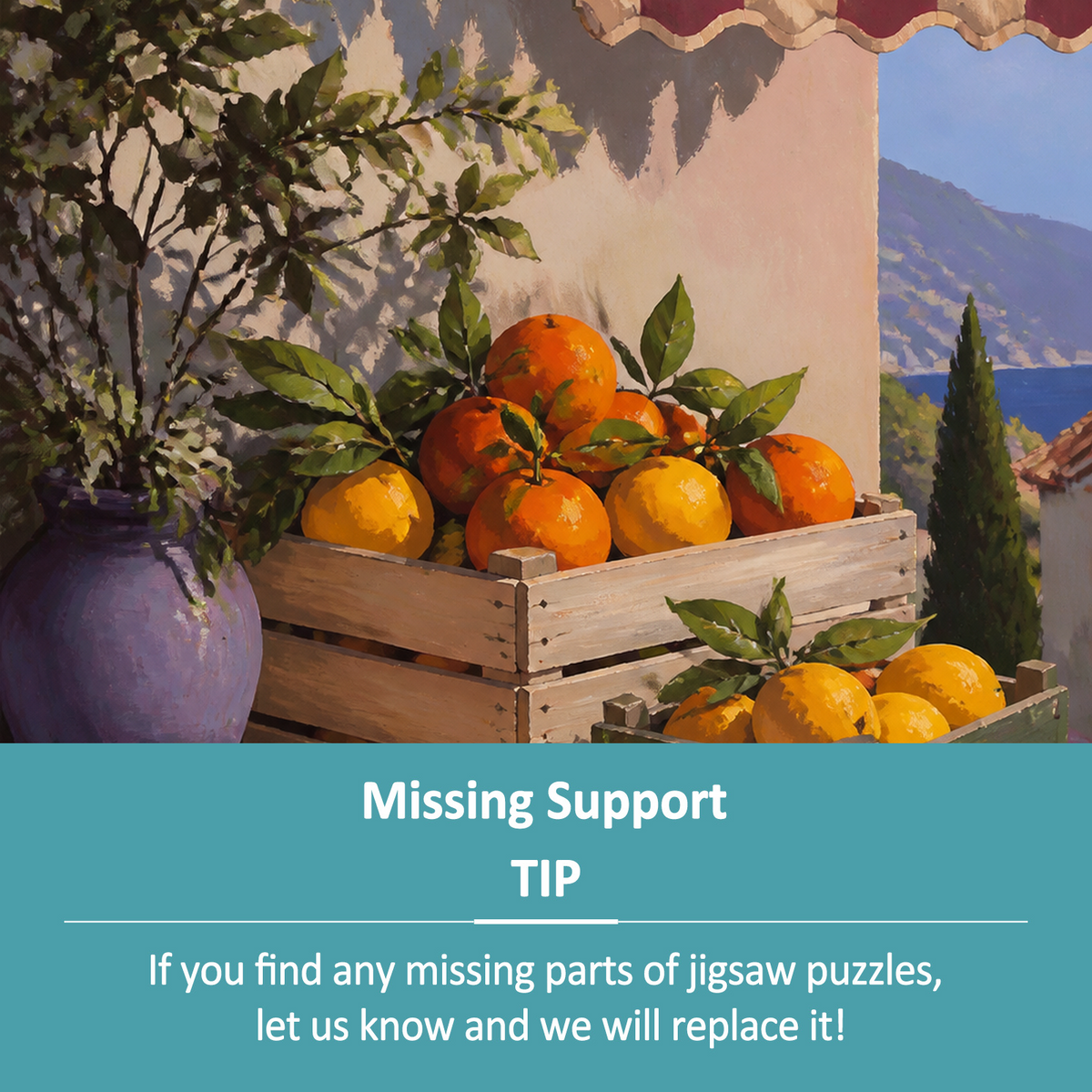 Sunlit Citrus Market Gouache Portrait Puzzle - puzzle product view
