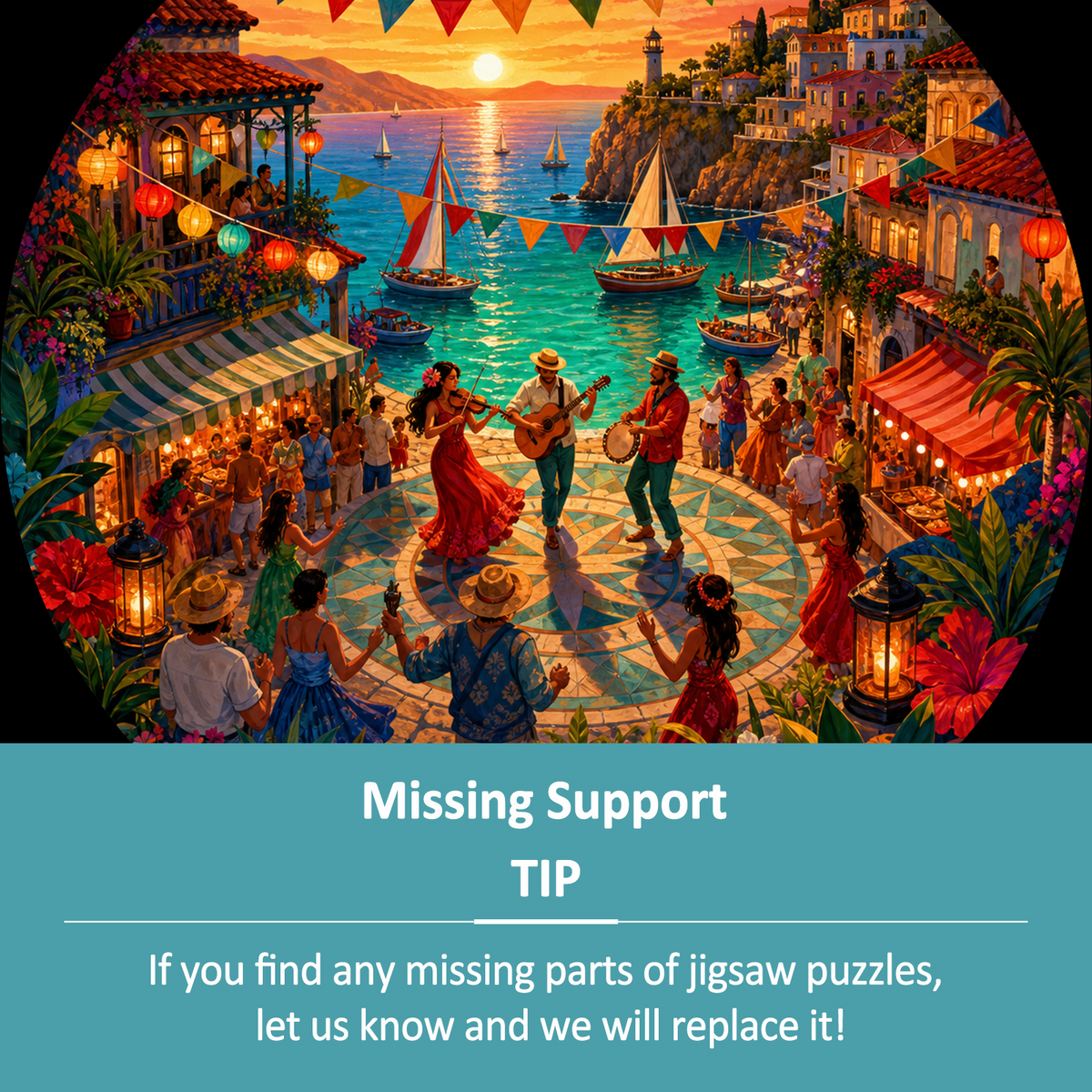 Emerald Coastal Summer Festival Round Puzzle - puzzle product view