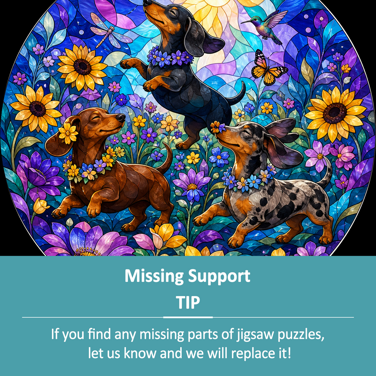 Dancing Dachshund Flower Parade Round Puzzle - puzzle product view