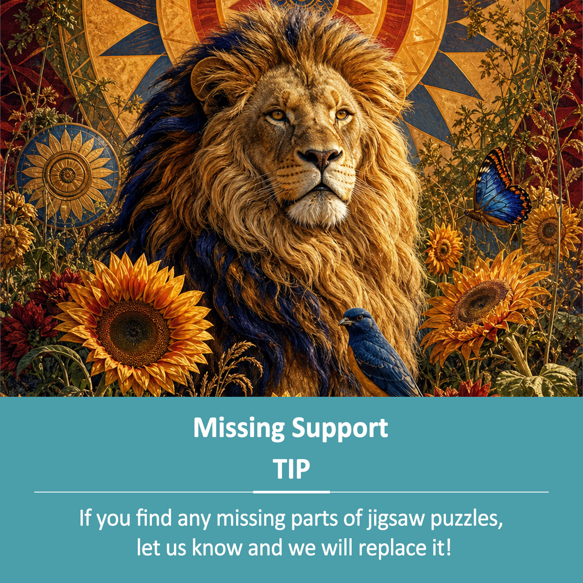 Sapphire Lion Sun Garden Portrait Puzzle - puzzle product view