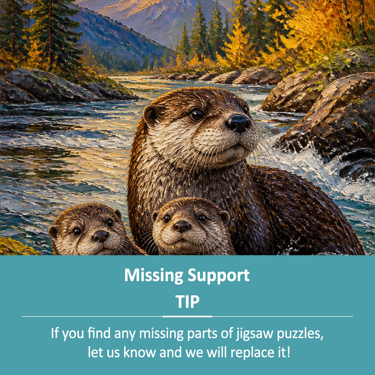 Luminous Otter Family Portrait Puzzle - puzzle product view