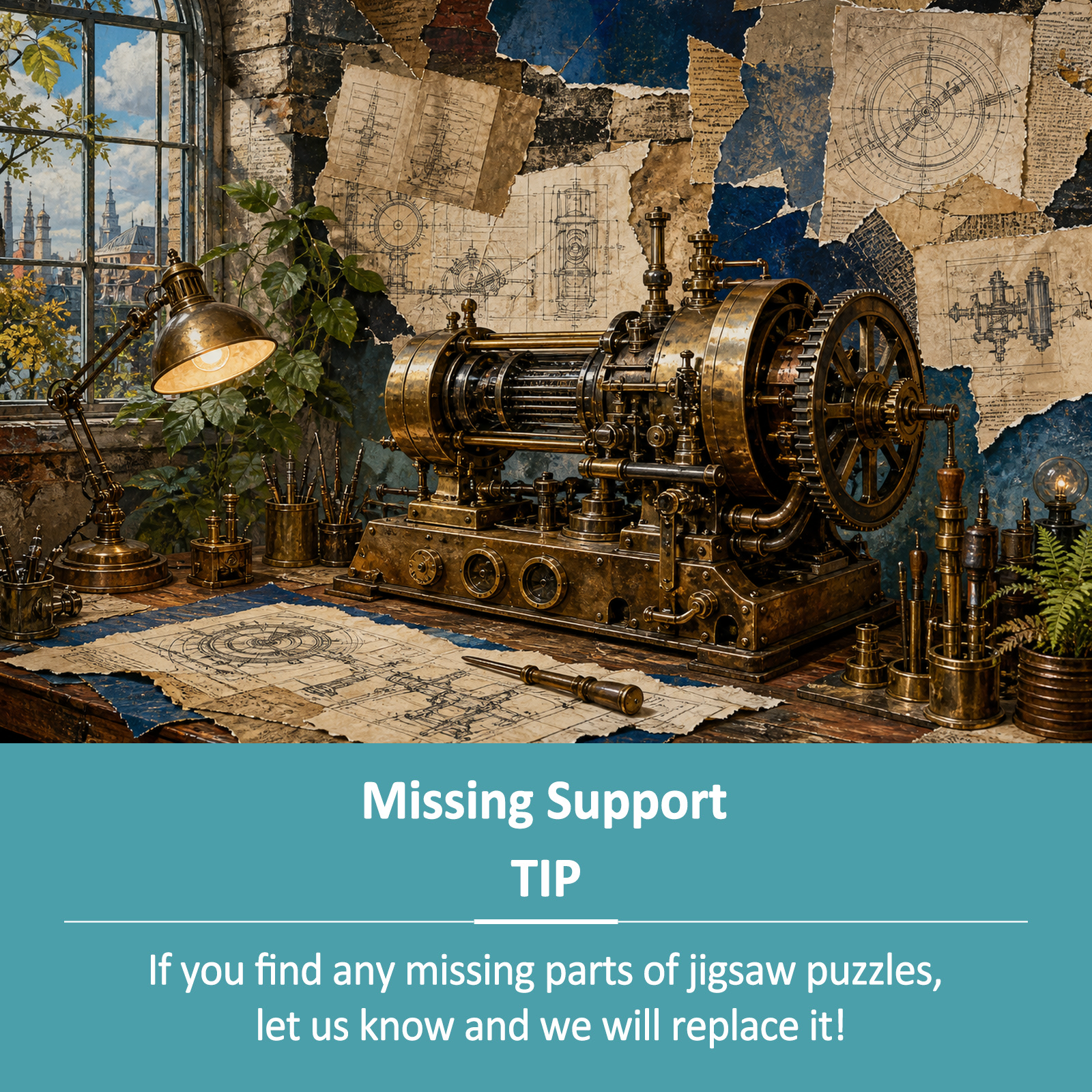 Moonlit Inventor Workshop Surreal Collage Landscape Puzzle - puzzle product view