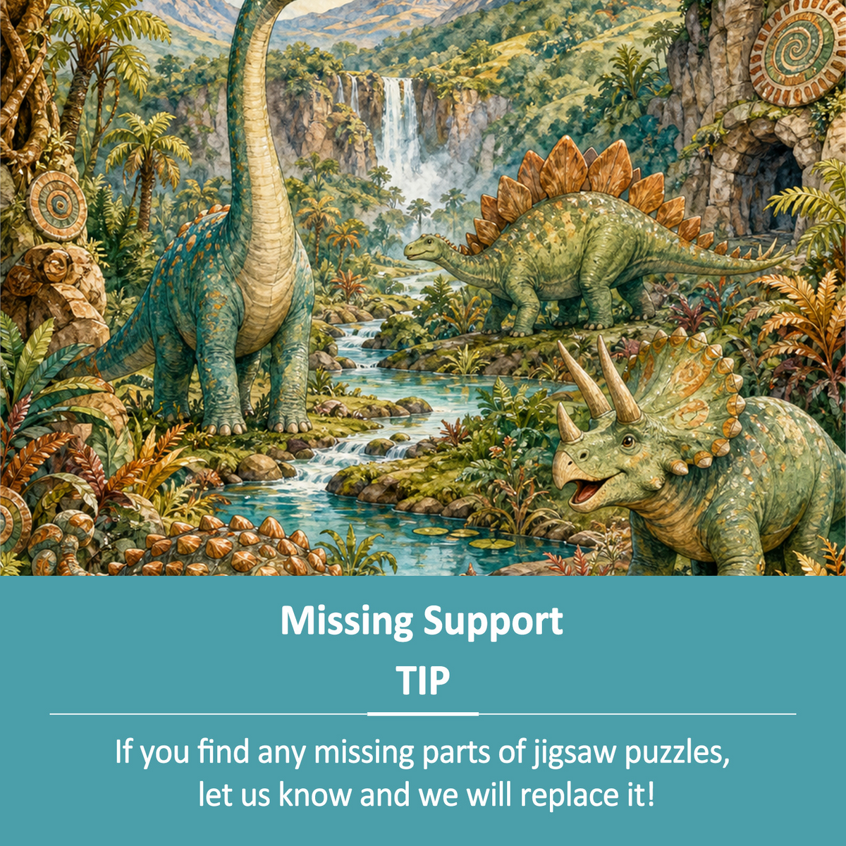 Enchanted Friendly Dinosaur Valley Portrait Puzzle - puzzle product view