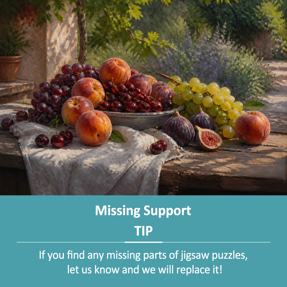 Quiet Summer Fruit Table Oil Impasto Landscape Puzzle - puzzle product view