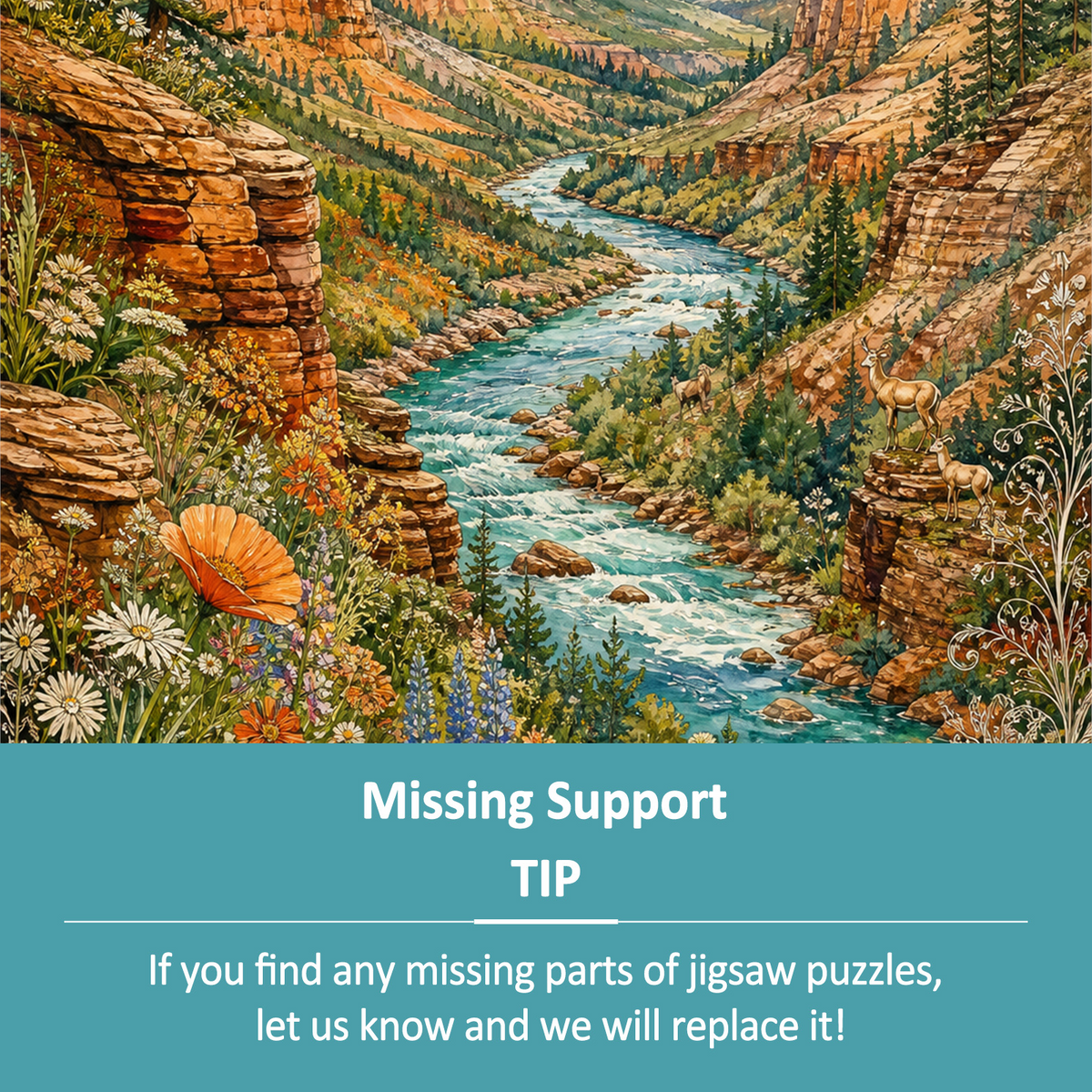 Amber Wildflower Canyon River 266 Portrait Puzzle - puzzle product view