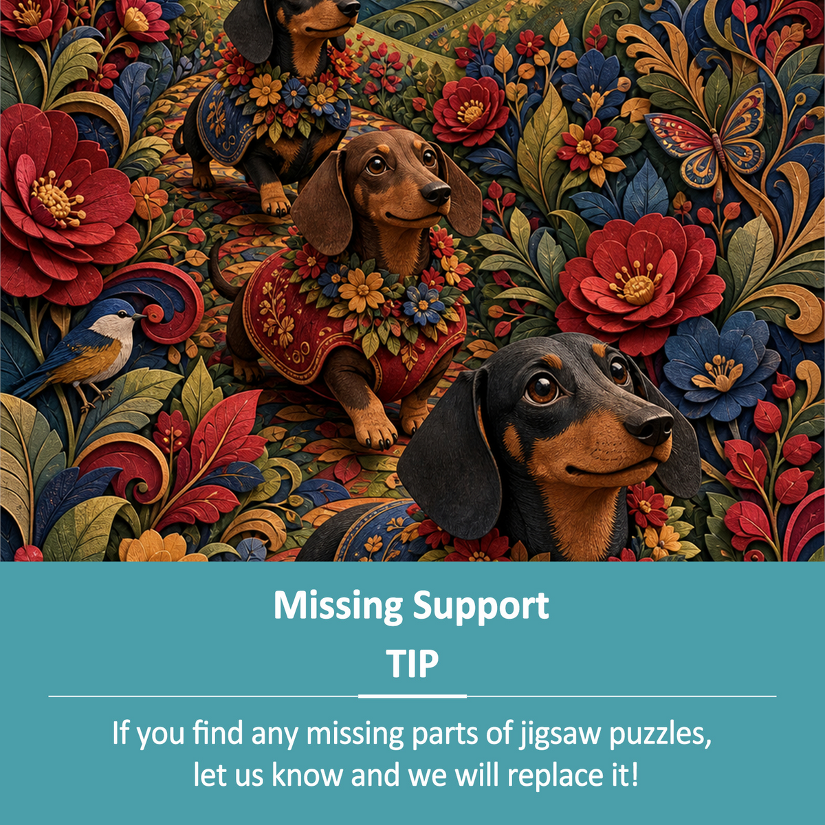 Aurora Dachshund Flower Parade Portrait Puzzle - puzzle product view