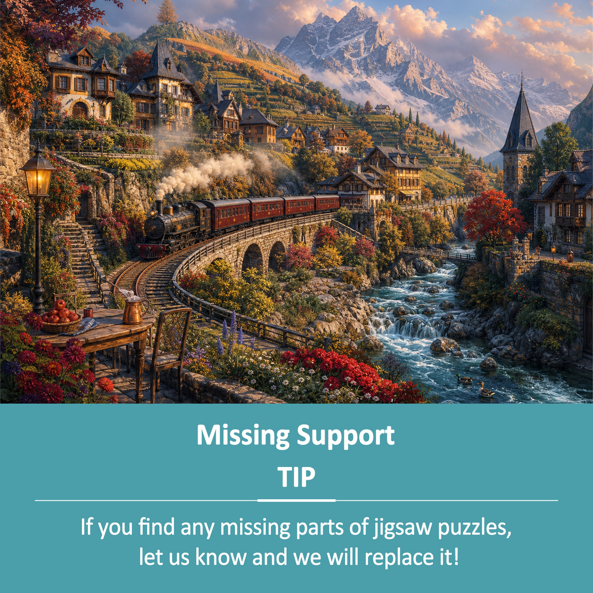 Amber Mountain Railway Town Landscape Puzzle - puzzle product view