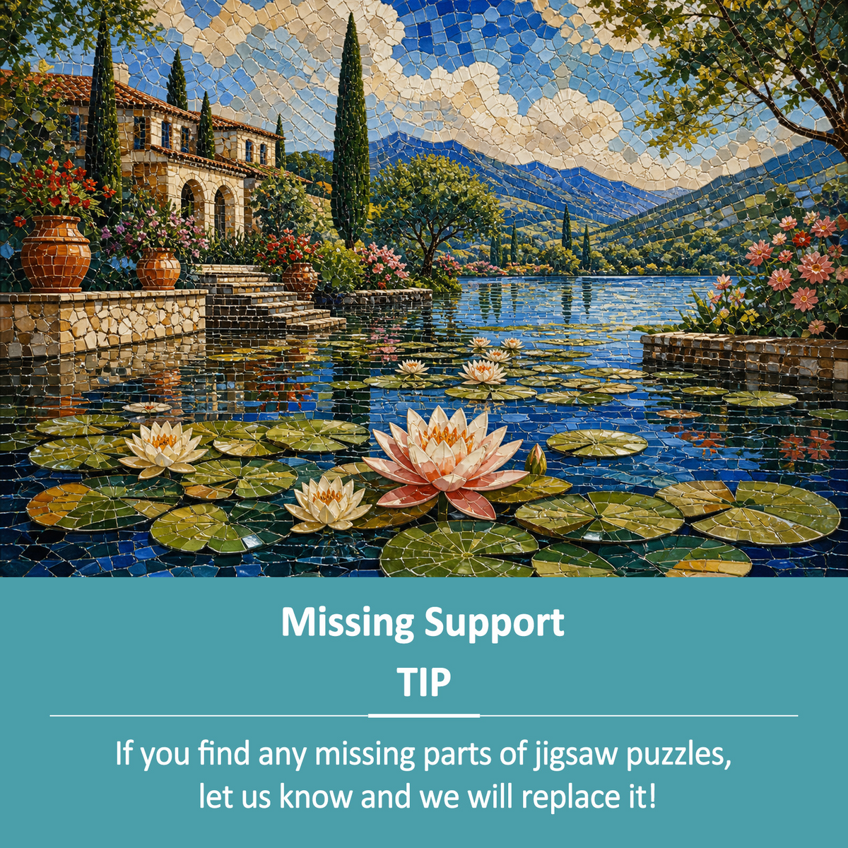 Vibrant Water-Lily Pond Landscape Puzzle - puzzle product view